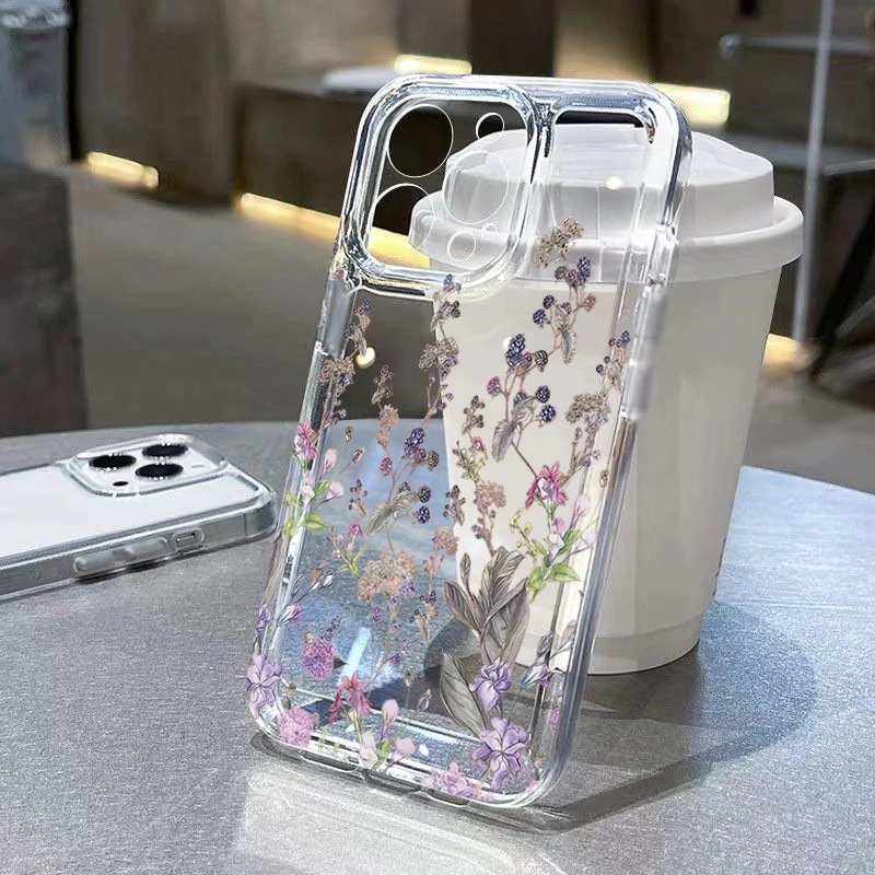 Bunte Blumen-Handyhülle für iPhone 18 17 16 15 Pro Max 14 13 12 11 XS MAX X XR 7 8 Plus 16E Air Transparente Stoßfänger-Abdeckung – Detail 12