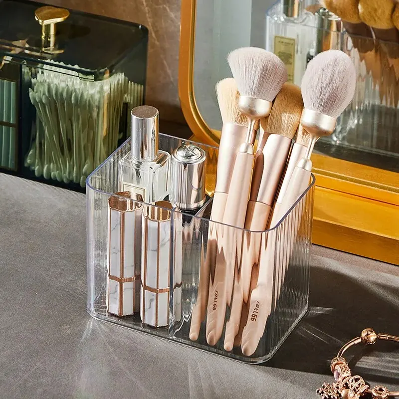 Cosmetic Organizer Box Transparent Plastic Square Swabs Cosmetic Organizer Storage Box Cotton Pads Holder For Daily Storage