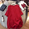 Solid Color Medium-Length Summer New Loose-Fit Oversized Popular CECS Short Sleeve T-Shirt Women's IN Top Decorative 3D Design