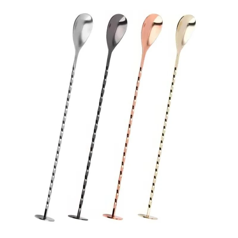 27.5cm Stainless Steel Cocktail Bar Spoon Disc Tail Drink Mixer Bar Stirring Mixing