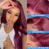 Burgundy Straight 13x6 HD Lace Frontal Wigs Human Hair 30 40 42 Inch 99j Red Colored 13x4 Transparent Lace Front Human Hair Wigs 2