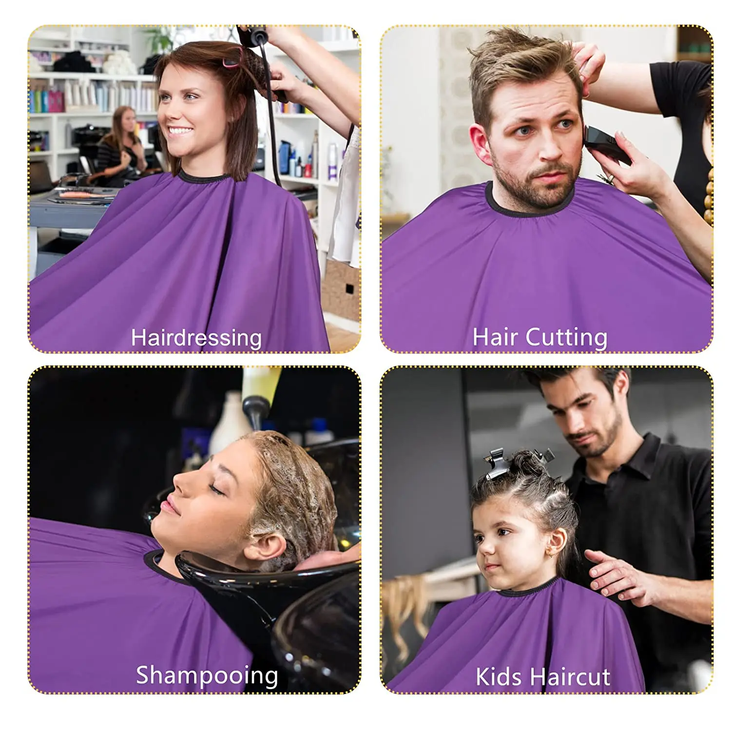 Professional Hairdressing Salon Nylon Cape with Closure Snap Barber Styling Cape,Unisex Waterproof Salon Large Hair Cutting Cape 4