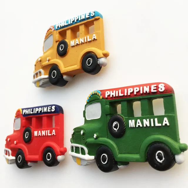 Manila Philippines Turizmus Turisztika Ajándéktárgy Dekoratív Frigdge Mágnesek Kézműves 3D Lökhárító Autó Mágneses Hűtőszekrény Matrica Kézi Ajándék Ötlet - Image 3