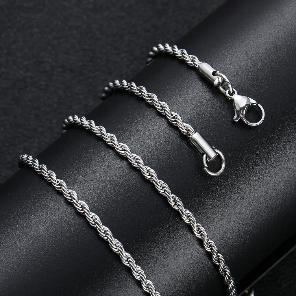 ALIZERO 925 Sterling Silver 2/3/4MM Twisted Rope Chain Necklace