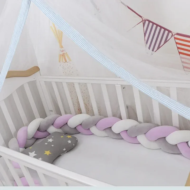 Baby Crib Protector Bed Braid Knot Cushion for Infant Kids 3 Shares Toddler Baby Bed Bumpers In The Crib Newborn 1M/2M/3M/4M - 6