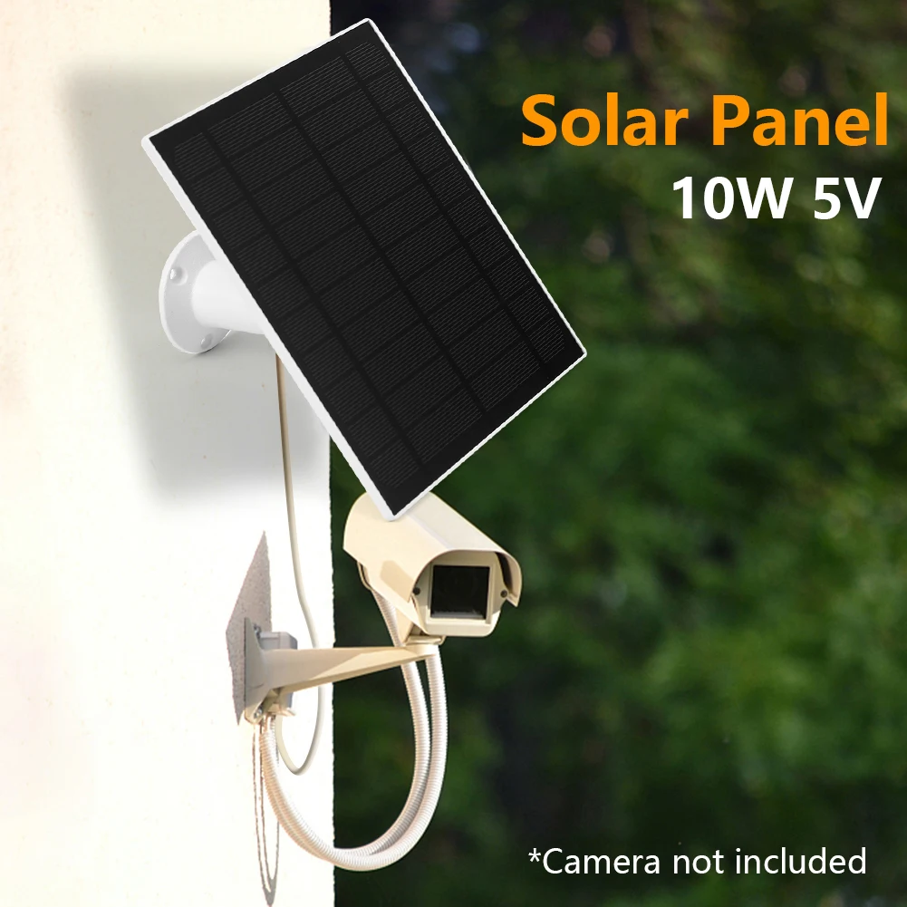 10W 5V Power Supply with Stand Base IP65 Waterproof Solar Power Panel Micro USB Charging Panel 3 Meters Cable for Smart Doorbell