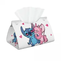 Custom Kiss Stitch Angel Tissue Box Holder Rectangular Cute PU Leather Facial Tissue Box Cover for Car Office 1