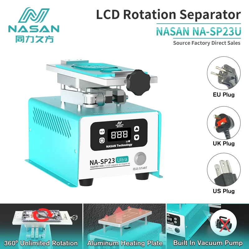 NASAN NA-SP23U LCD Screen Separator Machine Cell Phone Glass Screen Separator Repair Tool 360&deg; Rotation Fixing Built-in Pump
