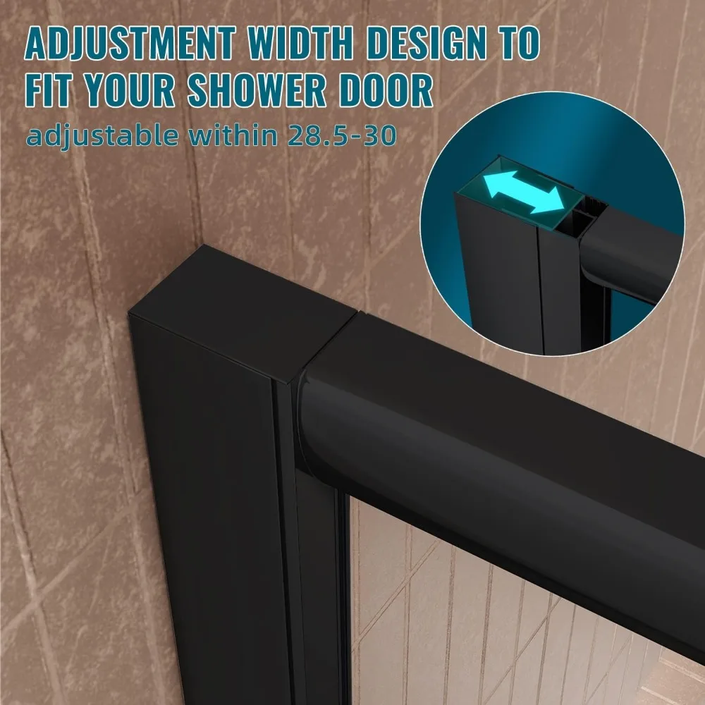 Corner Shower Doors 36.7 in. X 72 in. Neo-Round Sliding Shower Door in Black Finish, 1/4 in. Clear Glass Shower Door 3