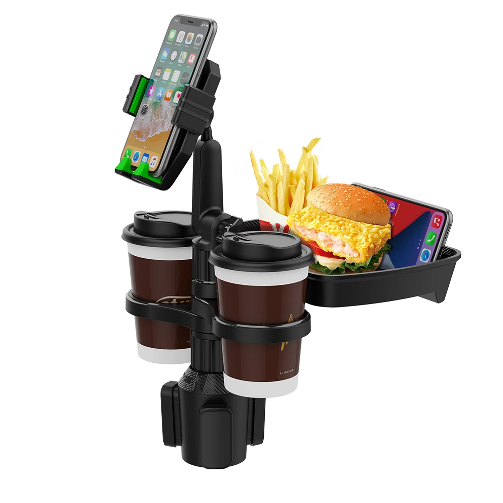 4 In 1 Car Cup Holder Tray 360 Rotating Multifunctional Mobile Phone
