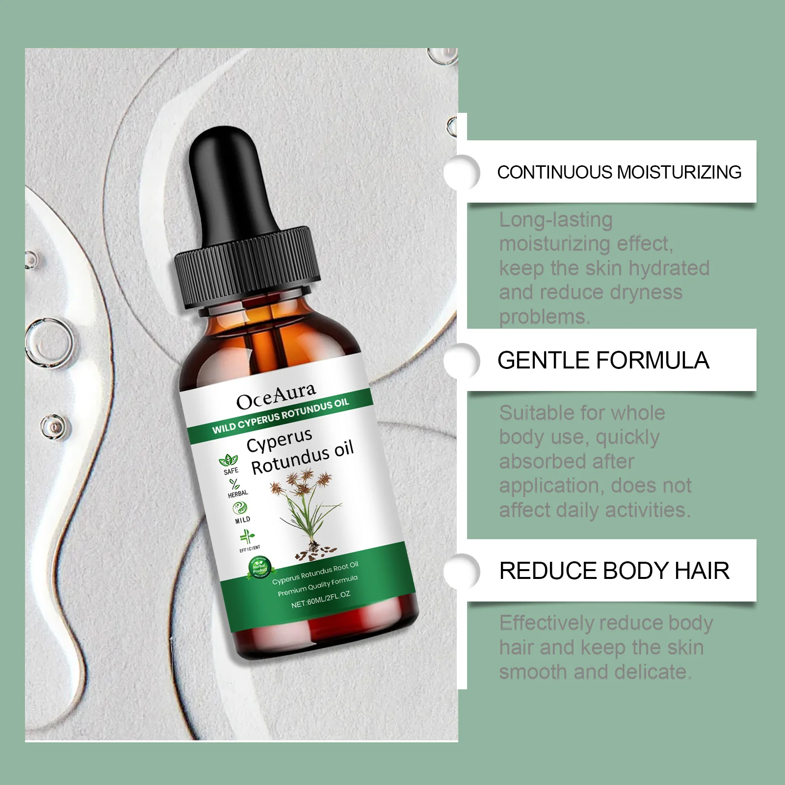 Cyperus Rotundus Hair Removal Care Oil Cyperus Rotundus Plant Oil Body Moisturizing Nourishing Hair Removal Care Oil 60ml