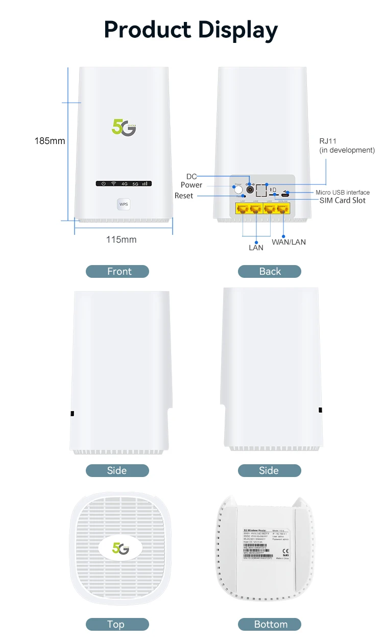 EATPOW 5G WiFi Router 2.4G+5G High Speed Network Router 4X Gigabit LAN Ports with SIM Card Slot Built in 5G Antenna