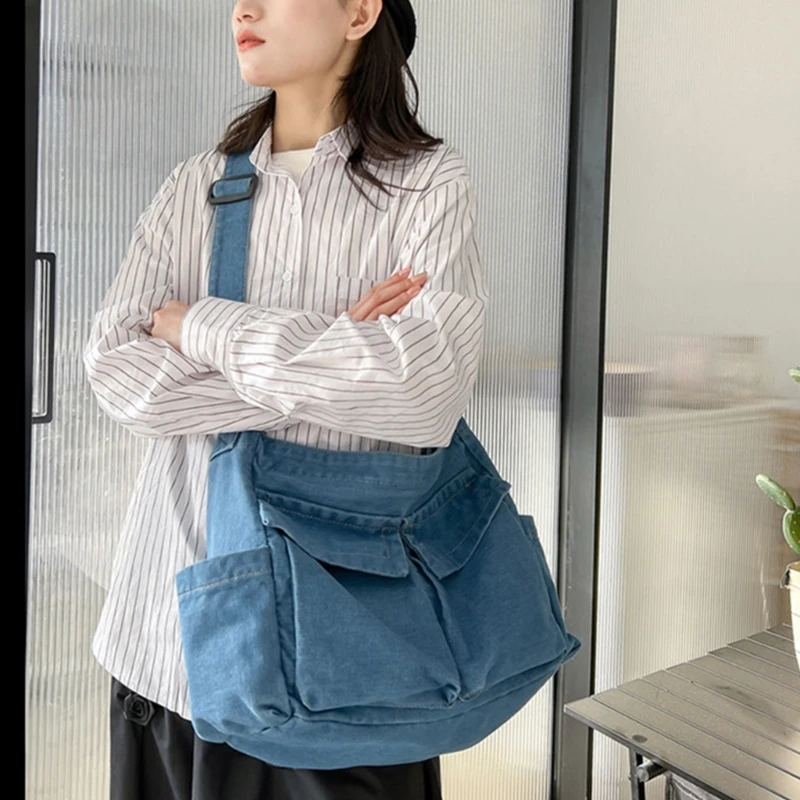 Vintage Crossbody Bag Womens Lightweight Postman Bag Simple School Bag Fashionable Single Shoulder Bag Casual Bag