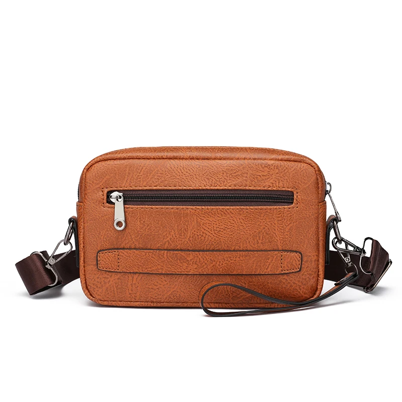 Vintage Solid Color Leather Card Bag Wallet Men's Handbag Shoulder Bag Sacoche Homme Messenger Bolso Hombre For Men
