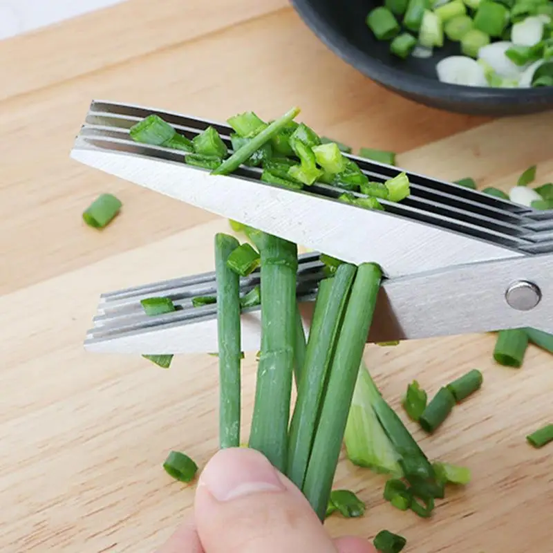 Kitchen Scissors 5 Layers Stainless Steel Knife Multifunctional Vegetable  Scallion Spice Cutter Manual Cooking Accessorie Tool - AliExpress