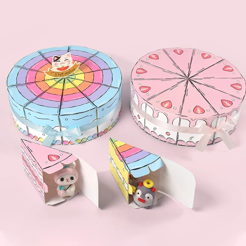 Bunte Dreieckige Kuchenbox Geburtstagsüberraschung Kreatives Unboxing Mystery-Paket für Party-Feier Spaßiges Geschenk – Detail 1
