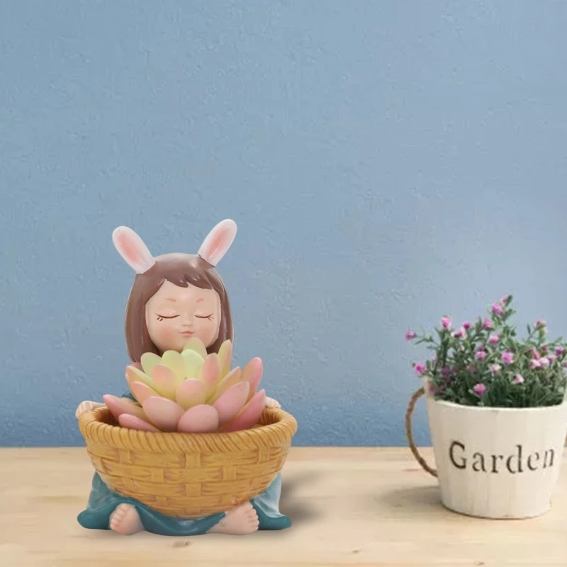 Girl Dustpan Concrete Silicone Mold Succulent Flowerpot Cement Plaster Molds