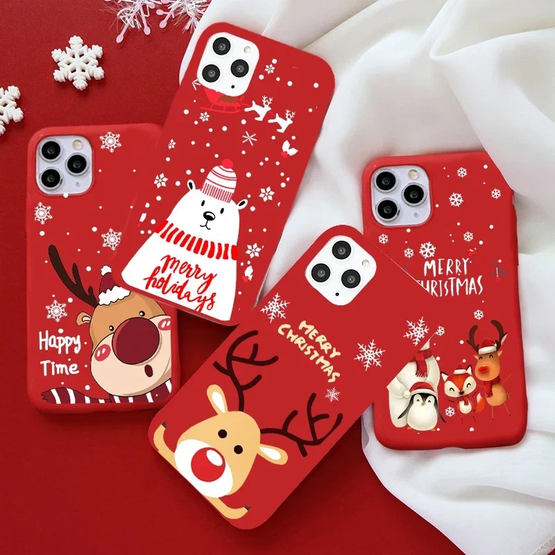 Festive Cartoon Christmas Silicone Shockproof Phone Case - New Year Gift Edition