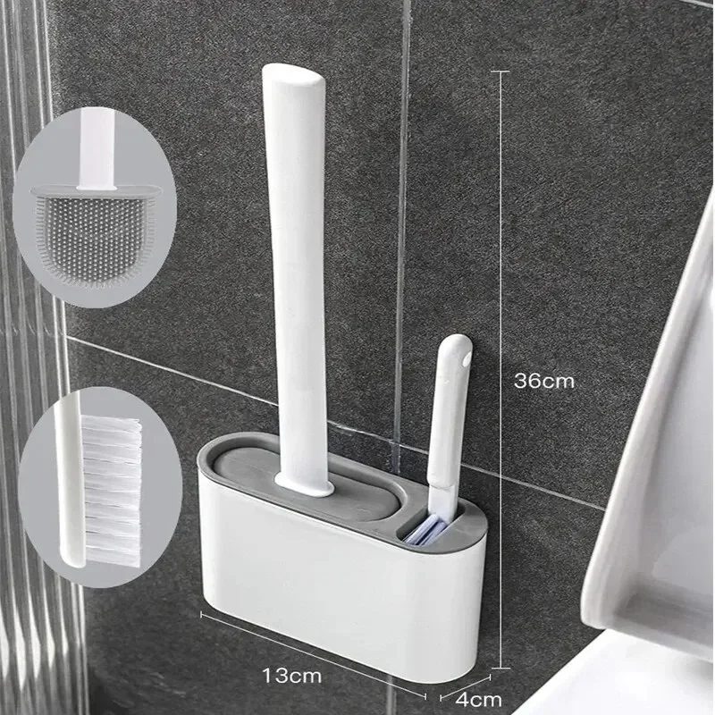 Toilet Brush Set 1PC TPR Toilet Brush And Bracket Set Toilet Plunger And Brush Set Cleaning Wall Hung