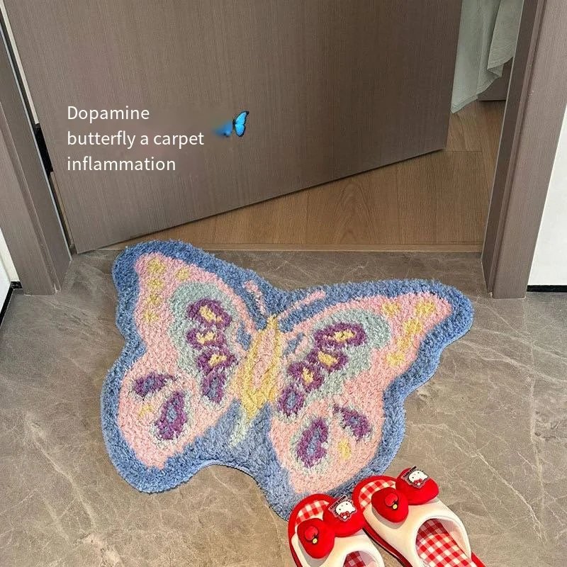 VIKAMA Ins Dopamin Schmetterling Nachahmung Kaschmir Teppich Dekoration Wohnzimmer Sofa Schlafzimmer Bett Pflegeleicht Teppich Hause Dekoration