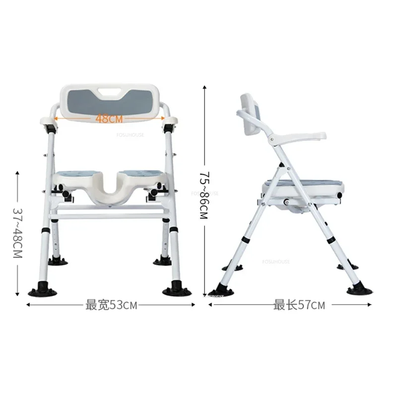 Foldable Bath Chair Wall-mounted Shower Seats with Armrests Home Portable Camping Chair Bathroom Elderly Special Non-slip Stool 6