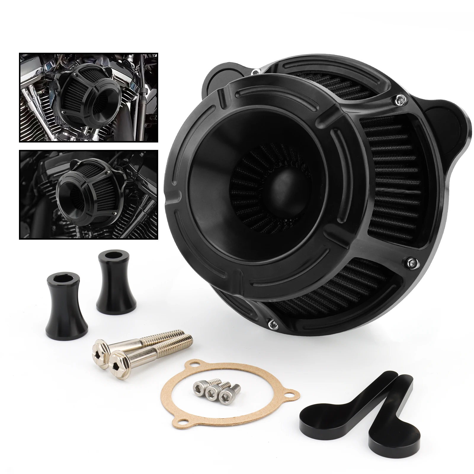 

Black Air Cleaner Intake Filter Kit for Harley Touring Electra Street Tri Glide Sportster XL 883 1200 Iron Softail M8 Dyna FXD