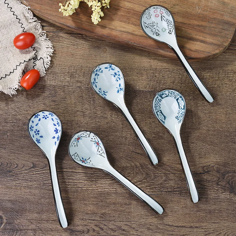 Chanshova Chinese Retro Style Bump Texture Ceramic Spoon China Porcelain  Coffee Soup Spoon Tableware Kitchen Utensils H306 - Soup Spoons - AliExpress