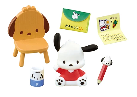 Figura original de Re-ment Sanlio, casa de Pochacco, Shokugan, colección de juguetes en miniatura, modelo de decoración de habitación, regalo de cumpleaños para niños