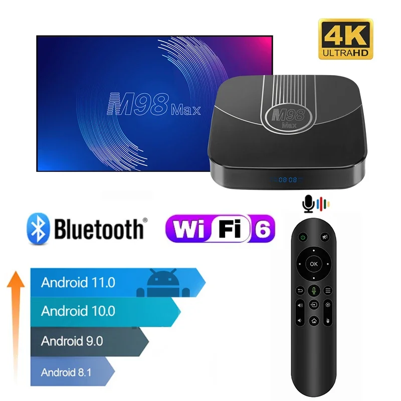 M98 Max Tv Atv Android Tv Box Smart Tv Amlogic S905Y4 2.4G 5G Dual Wi-Fi Bt 5.0 Hd 4K 3D Pk Dq08 Tv Box