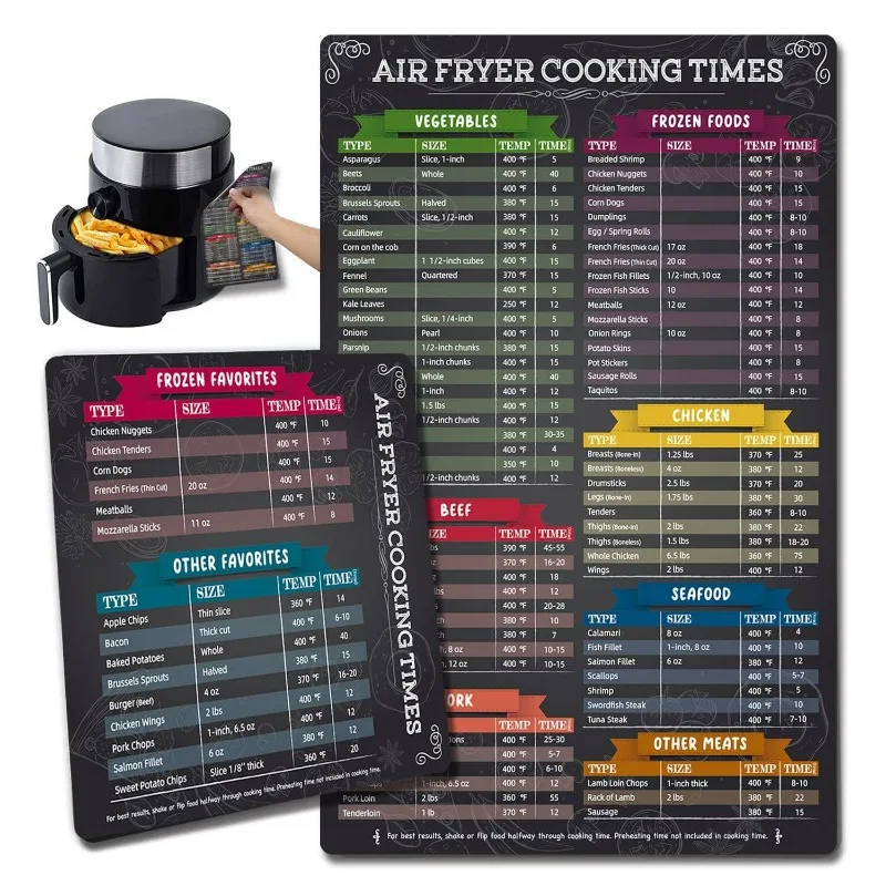 New Air Fryer Cookbook Magnetic Cheat Sheet Food Pro Ricette Programma Di Cottura Guida Di Riferimento Rapido Accessori Da Cucina