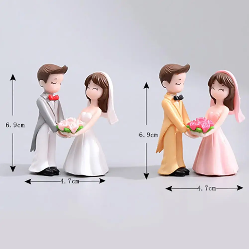 Boy Girl Statue Bright-colored Lovers Figure Unbreakable Adorable Great Chic Bride Groom Lovers Figure ornament crafts miniature figurines miniature couple ornament