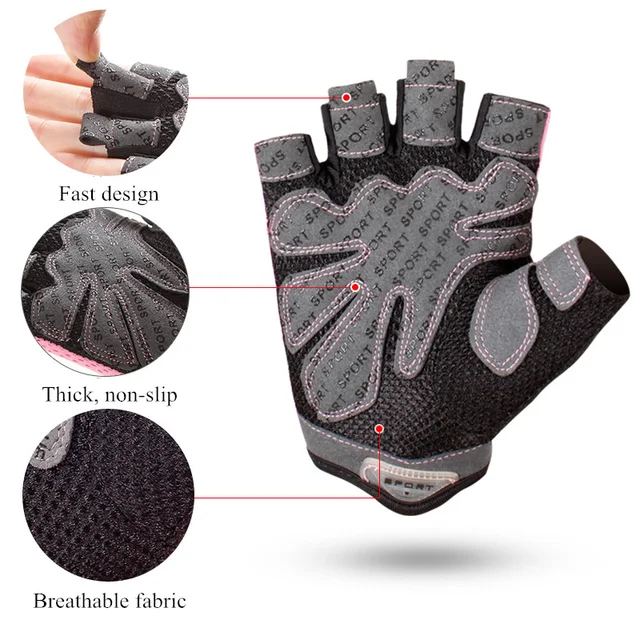 Gym Fitness Gloves Women Weight Lifting Yoga Breathable Half Finger Anti-Slip Pad Bicycle Cycling Glove Sport Exercise Equipment 2