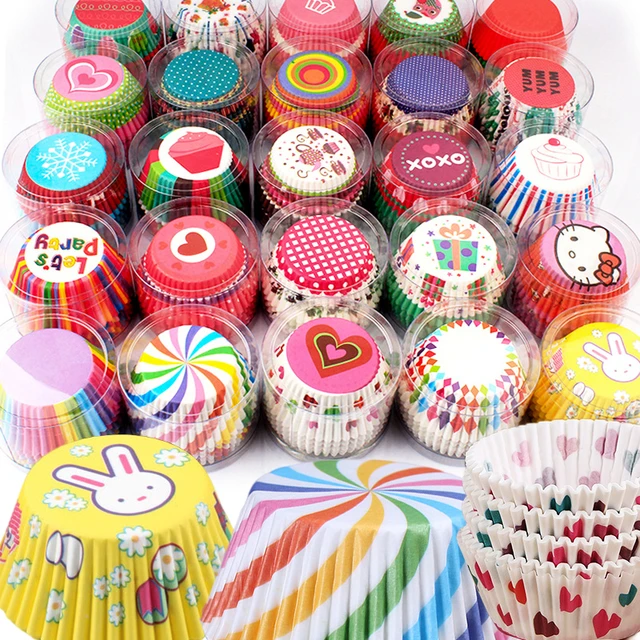 100PCS Molds PET Paper Cupcake Liners Wrappers Baking Cups Muffin Dessert  Cookie 