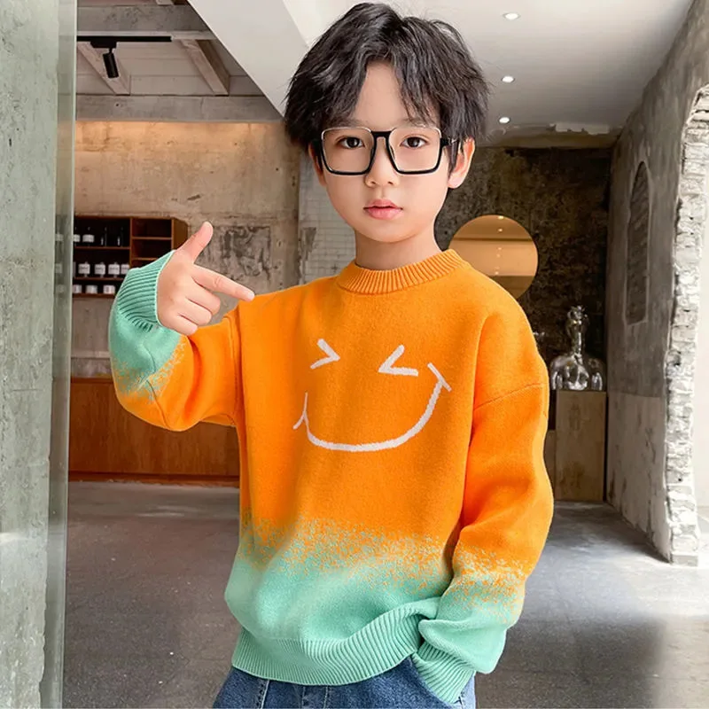 

Boys Sweater Wool Coat Kids Tops Knitting 2023 Blue Thicken Warm Winter Autumn Plus Thicken Cottons Teenagers Children's Clothin