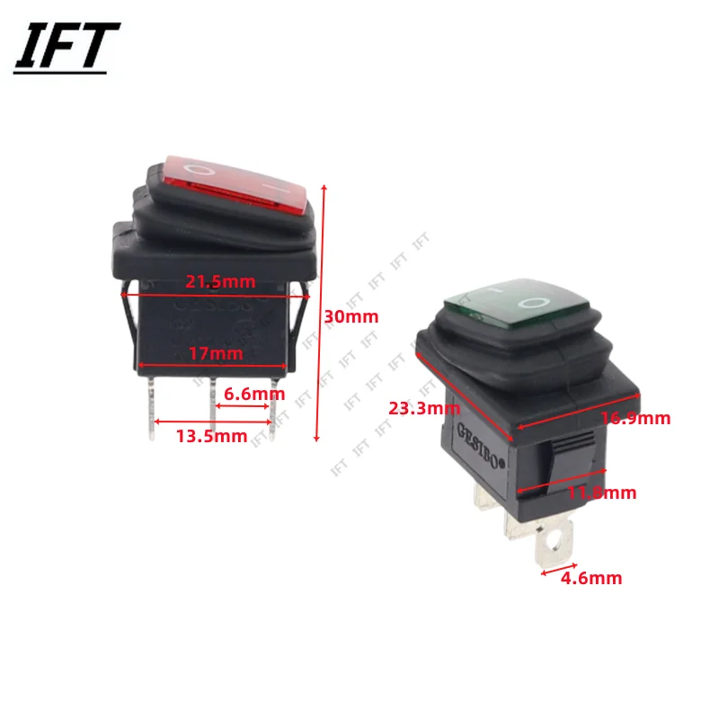 1 Stück KCD4 KCD3 KCD1 DPST 3 4-poliger wasserdichter Wippschalter 12 V rot grüne LED 220 V Licht beleuchtet 10 A 250 VAC EIN/AUS-Schalter – Detail 6