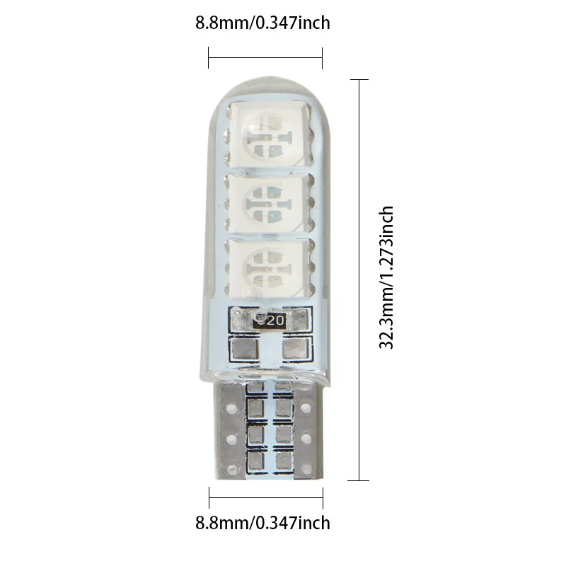 10x T10 W5W Car LED Bulb Turn Signal Light Auto Interior Dome Reading Light License Plate Wedge Side Super Bright White 12V 6SMD