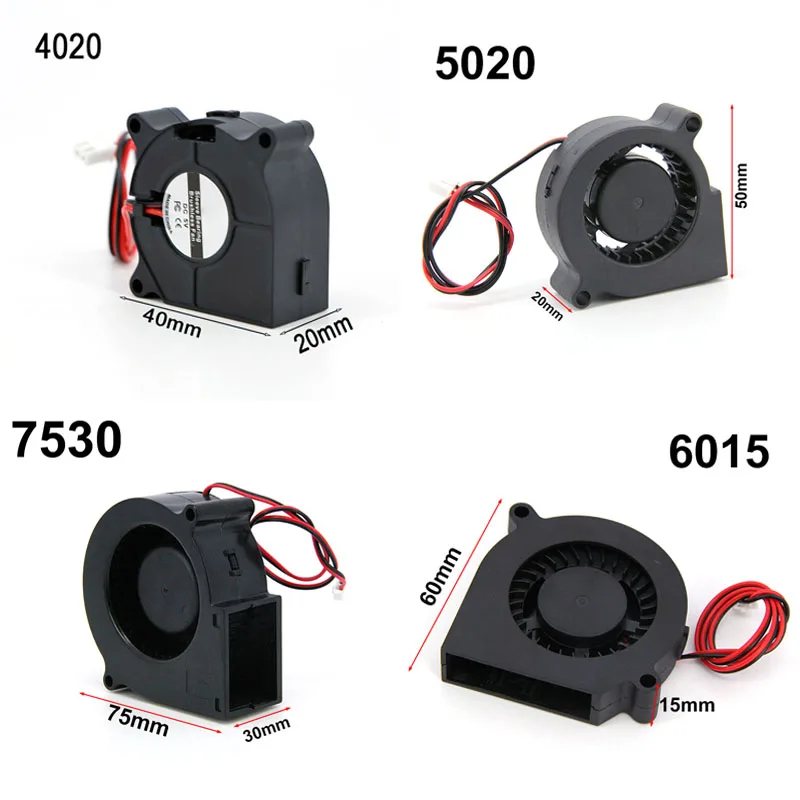 DC 5V 12V 24V 2Pin 4020 5015 6015 7530 Blower Turbo Cooling Fan Brushless 4cm 5cm 6cm 7cm for 3D Printer Cooler cooling fan,3d printer fan