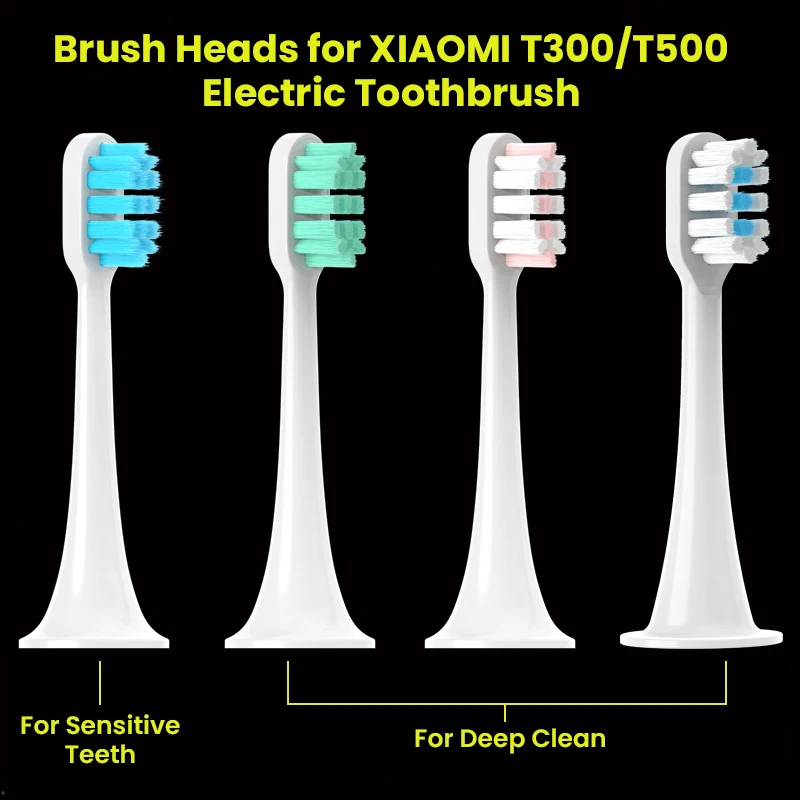 Replacement Brush Heads for Xiaomi Mijia T300/T500/T700 Sonic Electric Toothbrush Soft Bristle Nozzles with Caps Vacuum 10pcs toothbrush heads replaceable brush heads