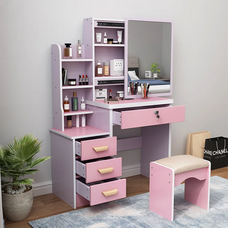 Tocador moderno para apartamento, escritorio blanco, dormitorio, escritorio  con espejo de luz, tocador rosa, nuevo - AliExpress