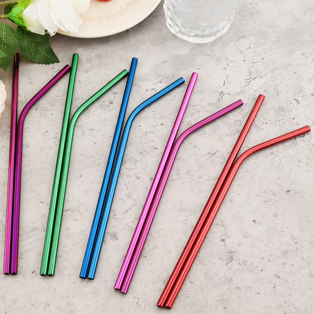 Description Picture 6 of itemGold Reusable Straw 304 Stainless Steel Sharp Straw Metal Drinking Straws with Cleaner Brush for Bubble Tea Smoothie Milkshake