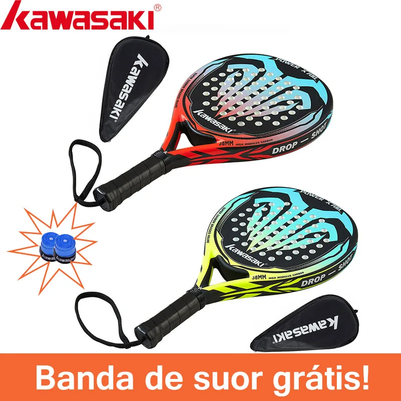 Kawasaki Padel Tennis Carbon Fiber Soft EVA Face Tennis Paddle Racquet with Padle Bag Cover Beach Paddle Racket tennis racket padel racket