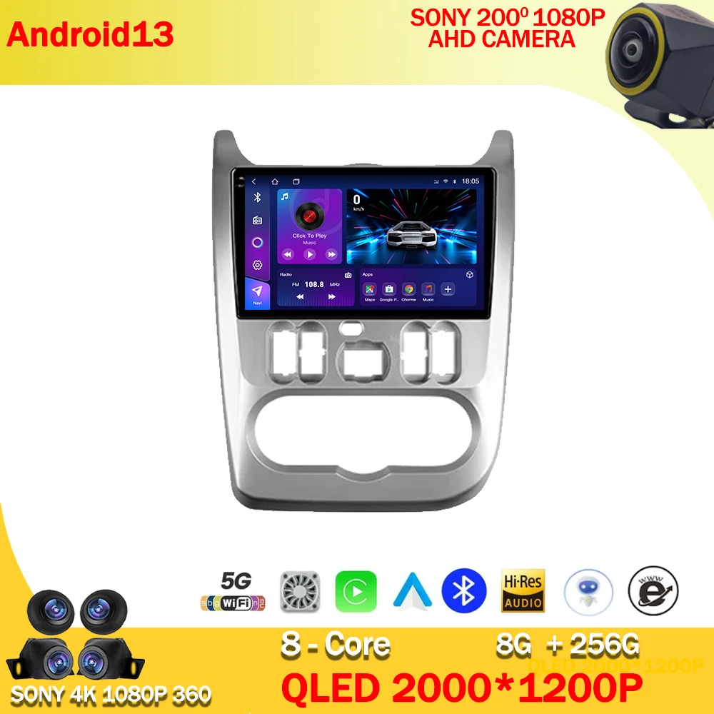 

Автомобильный радиоприемник Android 13, мультимедийный видеоплеер, навигация GPS для Renault Logan 1 2004 - 2009 для Dacia Duster 2010-2017, автомобильный 4G