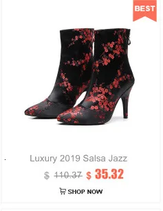 Discounts Sale Jazz Salsa Ballroom Latin Dance Shoes High Heel For Dancing Women Training Ladies Black Flock 1022 Summer Boots