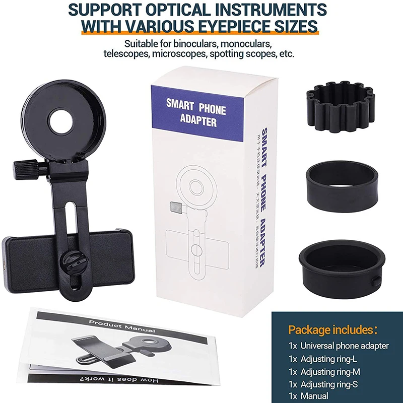 범용 고속 전화 거치대, 단안 망원경, 쌍안, 강력한 스포팅 스코프, 야외 카메라, 전화 클립 어댑터, 1PC