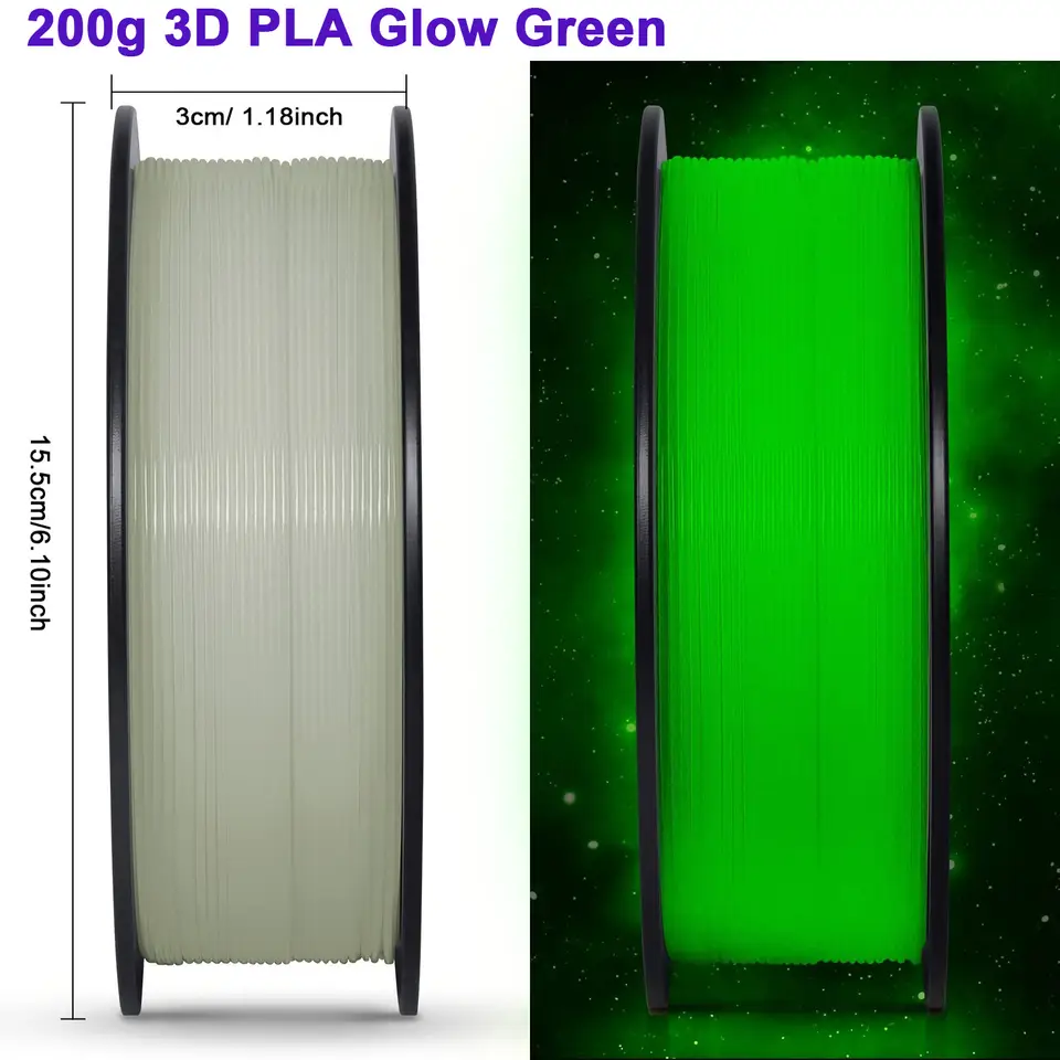 DIY Christmas Gift, 1.75mm PLA Luminous 3D Printer Filament, 200g(0.44L）Spool, Glow in the Dark, for Most FDM Printers image 3