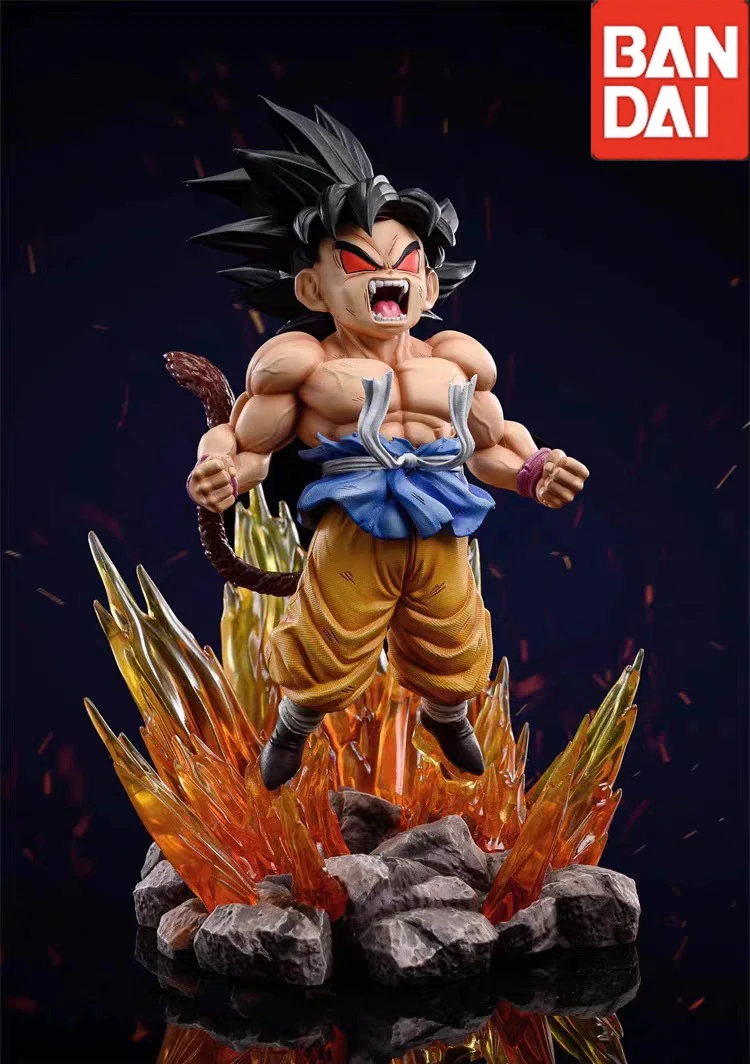 

BANDAI 19cm Dragon Ball SHK Kai Ape Series NO.2 Glow Black Hair Super Four Goku Figure PVC Explosive Goku Anime Model Ornament