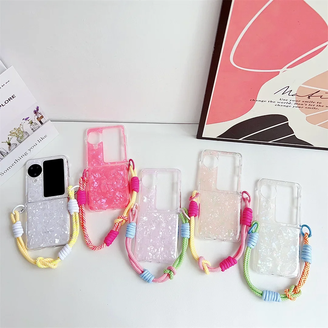 Korean Luxury Shell Pattern Colorful Portable Rope Phone Case - Stylish Back Cover