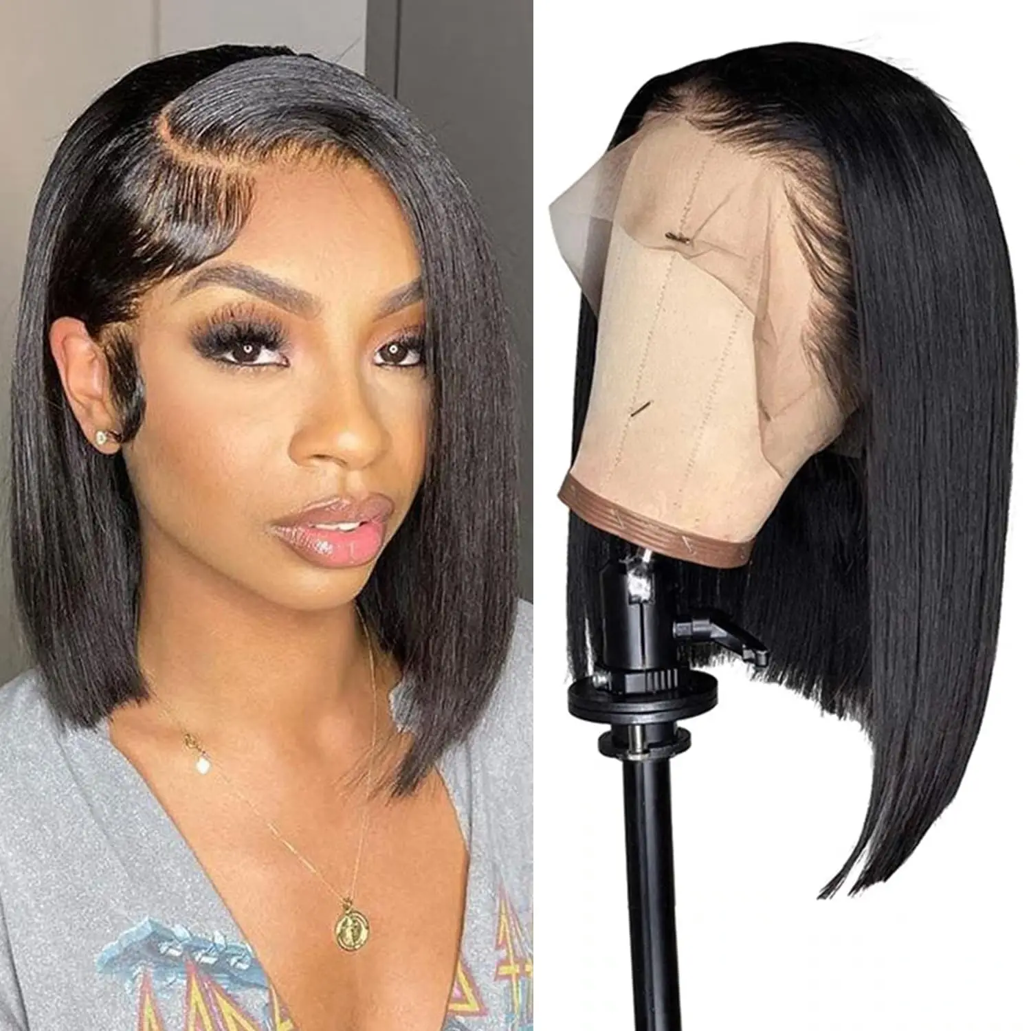 

12 14 inch Short Straight Bob Wig Human Hair 13x4 Hd Lace Front Wig 180 Density Brazilian Hair Bob Wig Straight Wig Glueless Wig