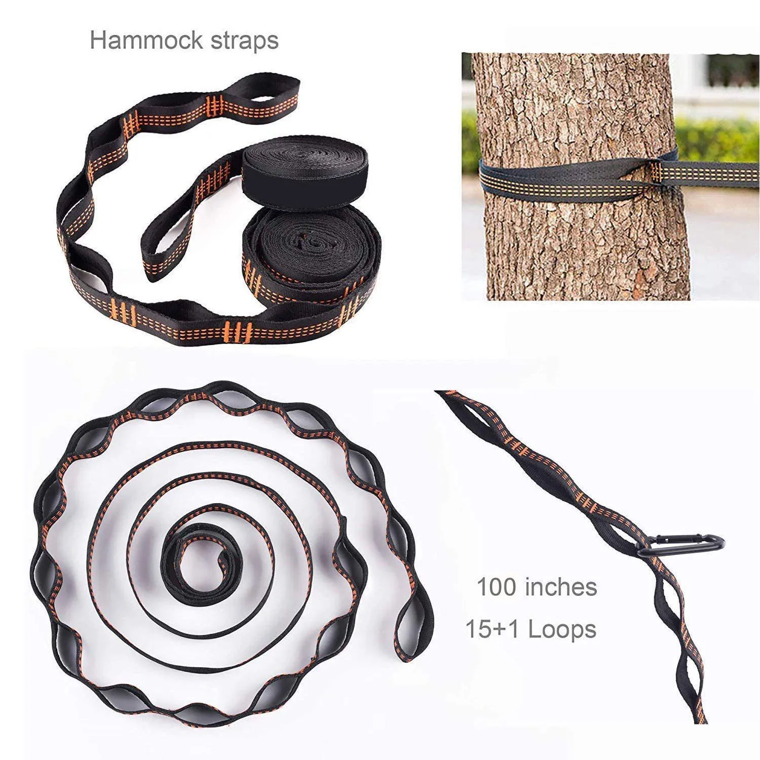 Hammock Straps 9.5ft Length 2PCS Parachute Garden Rope Hanging Tree 360cm Length