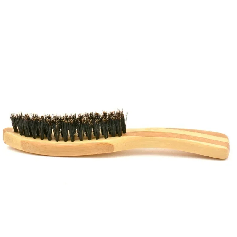 Beard Brush Boar Bristle for Men's Mustache Shaving Comb Face Massage Facial Hair Cleaning Brush Beech Long Handle
